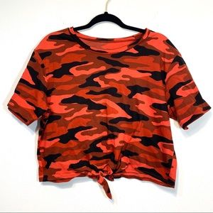 Flirtitude Orange Camo Crop Top